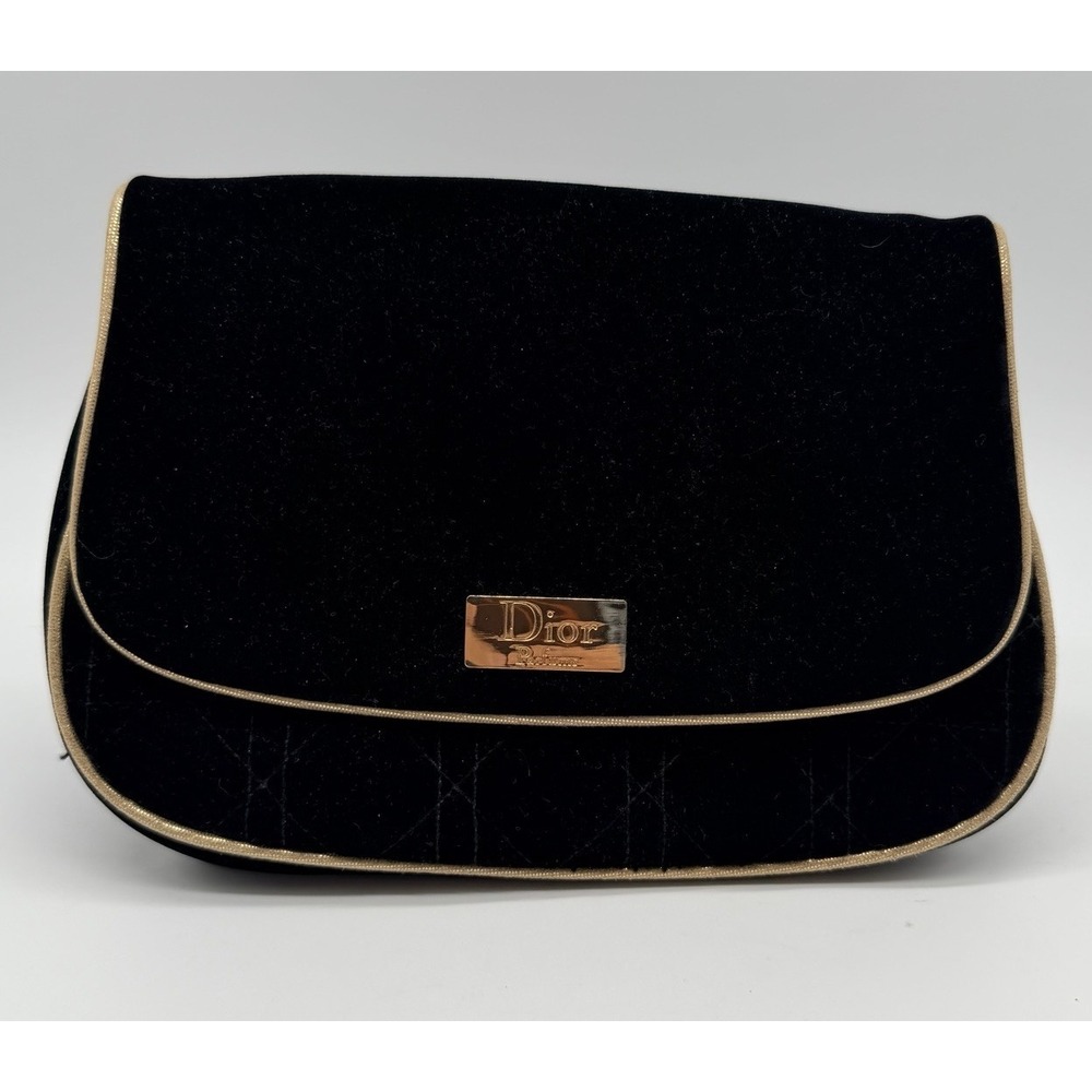 Dior Parfums Bag Clutch Black Velvet Gold